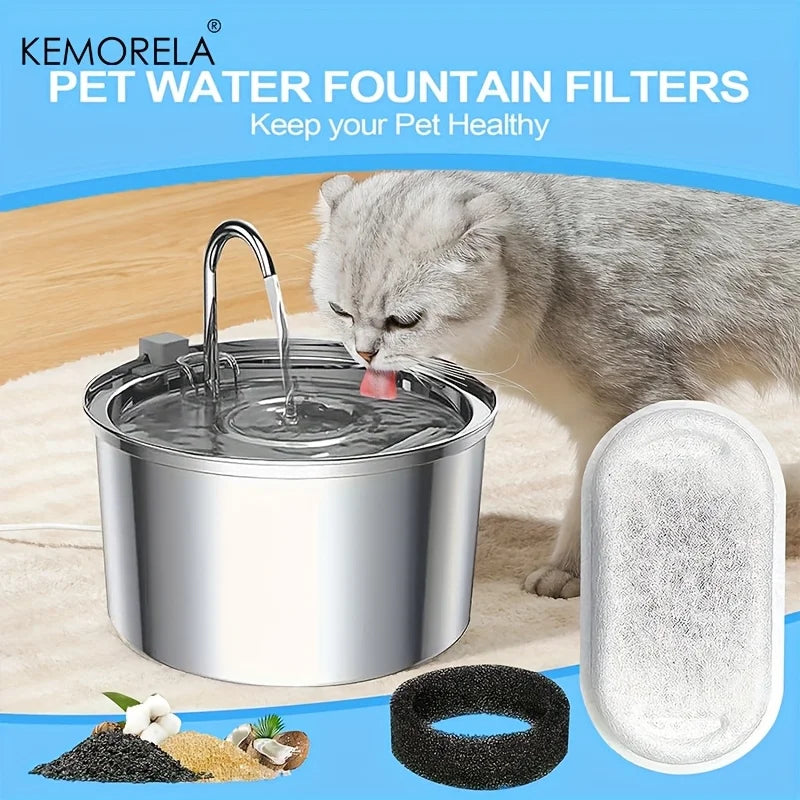 12/15PCS Filtros de Esponja de Carbón Activado para Fuente de Agua para Gatos de Acero Inoxidable, Accesorio para el Cuidado de Agua Saludable de Mascotas